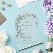 Hand getrokken Bloemen Vogels Botanische bruiloft Acryl Uitnodigingen (Insitu (Huwelijk))