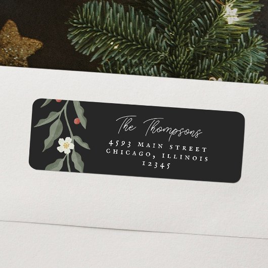 Hand getrokken Bloemen Zwart Retour Adres Labels