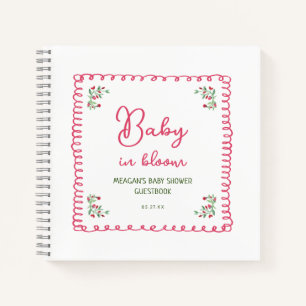 Hand getrokken bloemenBaby in bloesem Baby shower Notitieboek