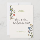 Hand getrokken bloemenboog bruiloft save the date (Achterkant)