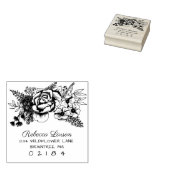 Hand getrokken bloemenets retouradres 	rubberstempel (Gestempeld)