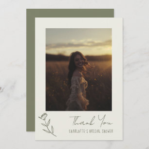 Hand getrokken bloemengroen grillig Vrijgezellenfe Bedankkaart