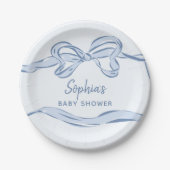 Hand getrokken Blue Bow Boy Baby shower Papieren Bordje (Voorkant)