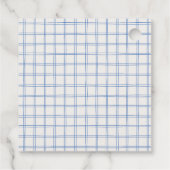 Hand getrokken Blue Gingham Bow Baby Boy Shower Bedankjes Labels (Achterkant)