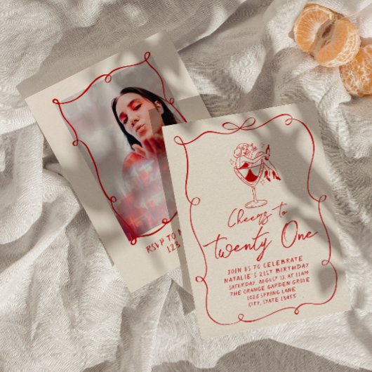 Hand getrokken boog 21e boog foto verjaardagsfeest kaart