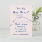 Hand getrokken boog blauw binden van de knoop Vrij Kaart (Staand voorkant)