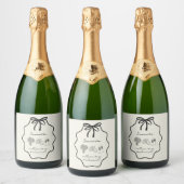 Hand Getrokken Boog Bloemen Bruidsmeisje Voorstel Sparkling Wijnetiket (Flessen)