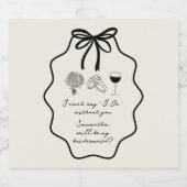 Hand Getrokken Boog Bloemen Bruidsmeisje Voorstel Sparkling Wijnetiket (Enkel label)