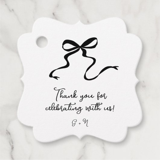 Hand getrokken boog bruiloft gunst Labels (Voorkant)