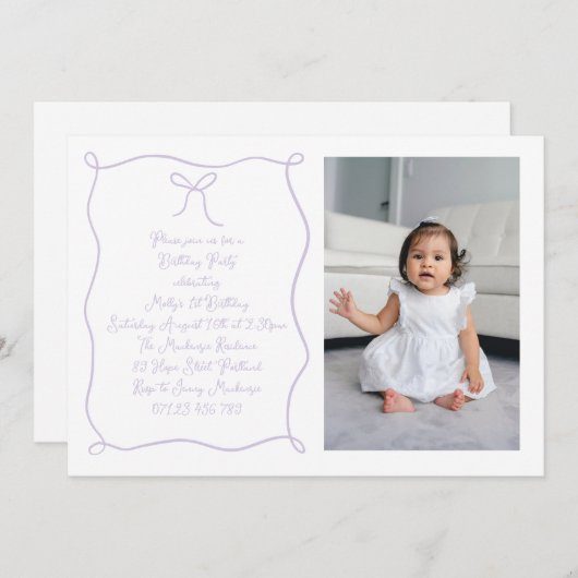 Hand getrokken boog foto Blush Lila verjaardagsfee Kaart (Voorkant / Achterkant)