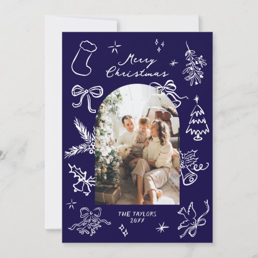 Hand getrokken boog foto kerst Kaart (Voorkant)