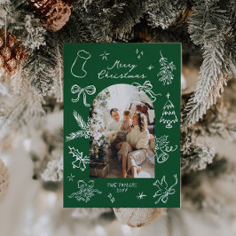 Hand getrokken boog foto kerst Kaart