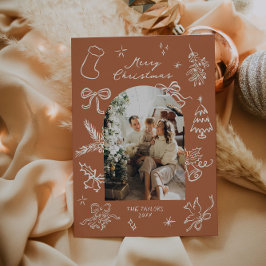Hand getrokken boog foto kerst Kaart