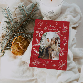 Hand getrokken boog foto kerst Kaart