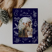 Hand getrokken boog foto kerst Kaart