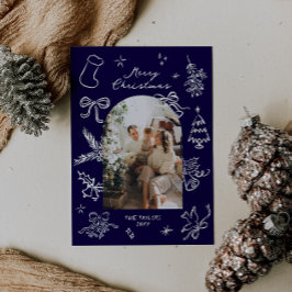 Hand getrokken boog foto kerst Kaart