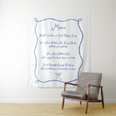 Hand getrokken boog Franse blauwe stof bruiloft me Wandkleed (In situ)