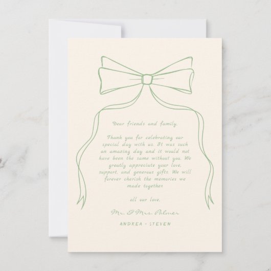 Hand getrokken boog groen bruiloft foto bedankkaart (Achterkant)