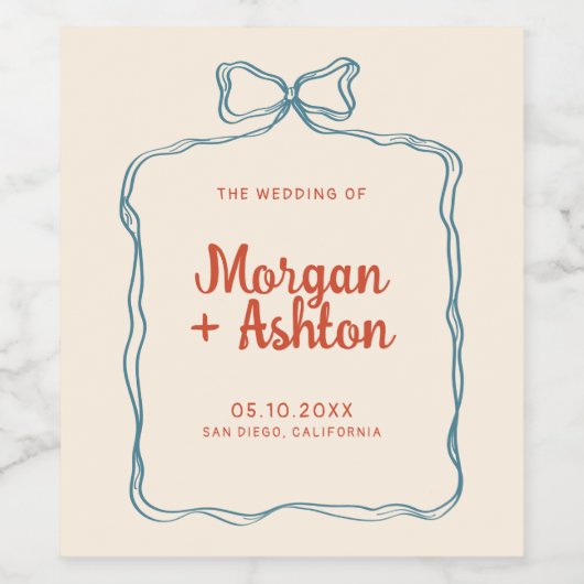 Hand getrokken boog Lijst bruiloft Wijn Etiket (Enkel label)