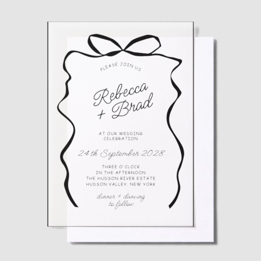 Hand getrokken boog lint schets bruiloft vellum uitnodigingen (Offset)