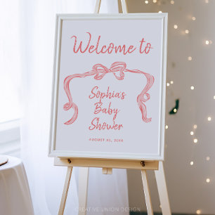 Hand getrokken boog meisje Baby shower welkom Post Poster