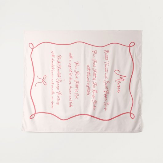 Hand getrokken boog rood & roze stof bruiloft menu wandkleed (Voorkant (horizontaal))