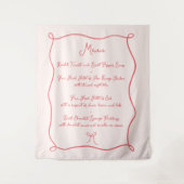 Hand getrokken boog rood & roze stof bruiloft menu wandkleed (Voorkant)
