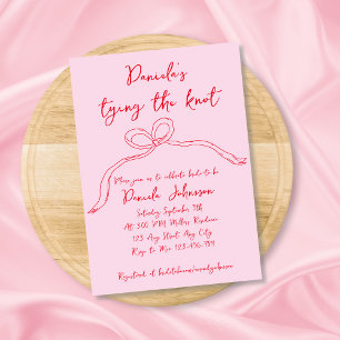 Hand getrokken boog roze binden van de knoop Vrijg Kaart