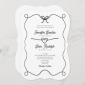 Hand getrokken boog zwart en wit bruiloft uitnodig kaart (Voorkant / Achterkant)