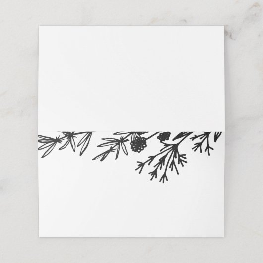 Hand getrokken botanische bladeren plaats kaart (Buitenkant ongevouwen)