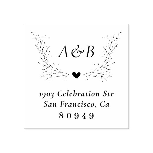 Hand-getrokken botanische bruiloft retouradres 	rubberstempel (Afrduk)