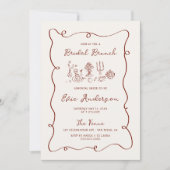 Hand getrokken Bourgogne Bruids Brunch Kaart (Voorkant)