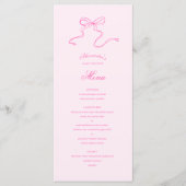 Hand getrokken Bow Roze Baby shower Menu (Voorkant)