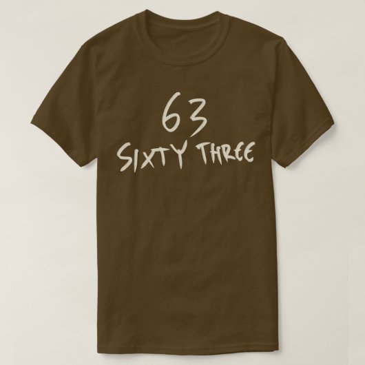 Hand getrokken brief nummer 63 zestig drie t-shirt (Design voorkant)