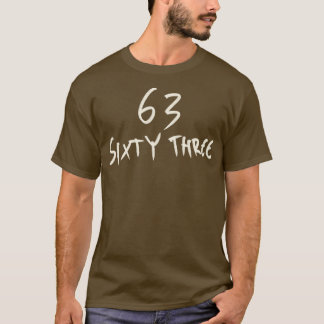 Hand getrokken brief nummer 63 zestig drie t-shirt