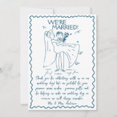 Hand getrokken bruid en bruidegom Scribble Script  Bedankkaart (Voorkant)