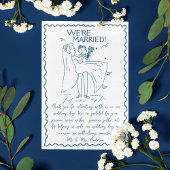 Hand getrokken bruid en bruidegom Scribble Script  Bedankkaart