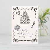 Hand getrokken bruidsmeisjes voorstel Kaart voor b (Staand voorkant)