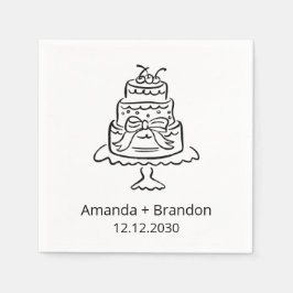 Hand getrokken bruidstaart servet