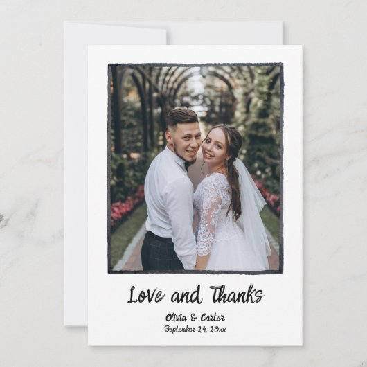 Hand getrokken bruiloft dank u kaart w notitie (Voorkant)