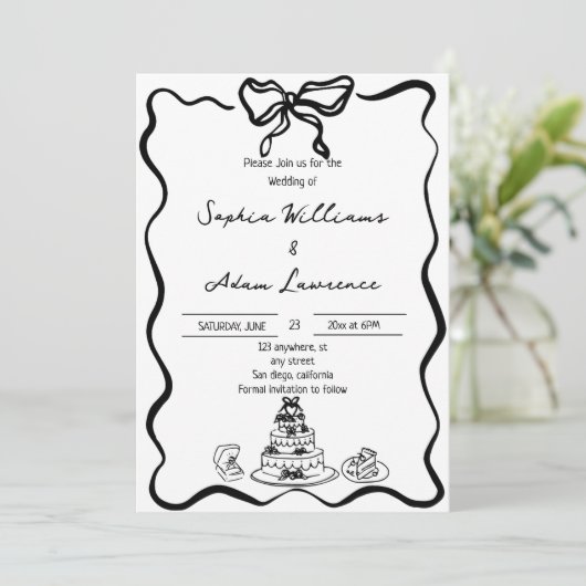 Hand getrokken bruiloft kaart (Staand voorkant)