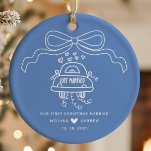 Hand getrokken bruiloft keramisch ornament