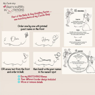 Hand getrokken bruiloft plaats kaart