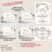 Hand getrokken bruiloft plaats kaart