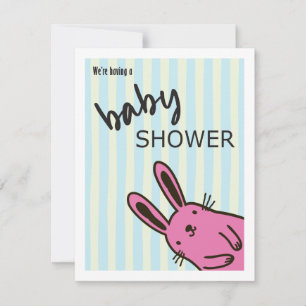 Hand getrokken Bunny Baby shower Uitnodiging Sjabl