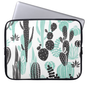 Hand getrokken cactussen: Doodle naadloos Laptop Sleeve