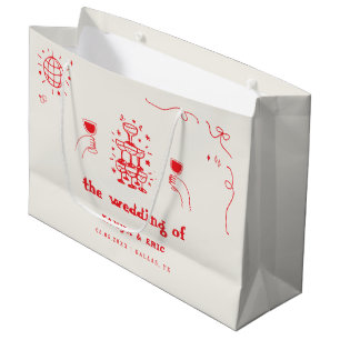 Hand getrokken Champagne Franse Disco Wedding Favo Groot Cadeauzakje