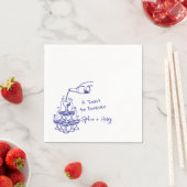 Hand getrokken Champagne Glas Toren Bruiloft Servet (Insitu)