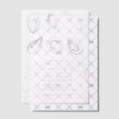 Hand getrokken champagne & oesters gebrande bruilo vellum uitnodigingen (Offset (Uitnodiging))