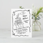 Hand getrokken Champagne Stack Verlovingsfeest Kaart (Staand voorkant)